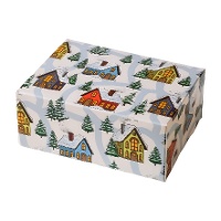 Doosje met kerstlandschap 18 x 13,5 x 7,5 cm