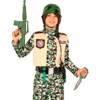 Riem met accessoires en kinder militaire helm