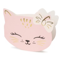 Roze Katten Uitnodigingen - 6 stuks