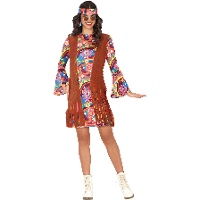 Hippie kostuum jaren 70 print voor vrouwen