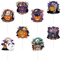 Assortiment Halloween cupcakeprikkers 6 x 9 cm - Dekora - 48 stuks