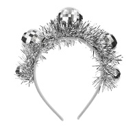 Zilverkleurige Disco Diadeem 17,5 cm