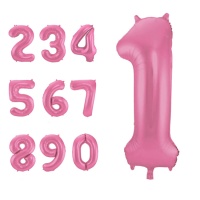 Mat roze nummer ballon van 86 cm - Folat - 1 stuk
