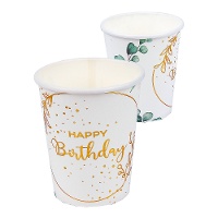 Happy Birthday bloemencups - 8 stuks