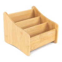 Bamboe afstandsbedieninghouder 19 x 19 x 16 cm - 3 compartimenten