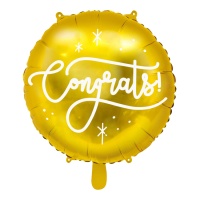 Ronde gouden 'Congrats' ballon van 35 cm - PartyDeco