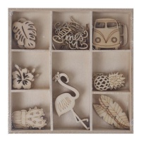 Uitgestanste tropische houten figuren - Artis decor - 40 stuks