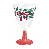 Maretakbeker van 220 ml met rode strik voor wijn of water - 3 stuks