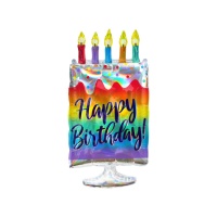 Verjaardagstaart Silhouet Ballon Rainbow 38 x 76 cm - Anagram
