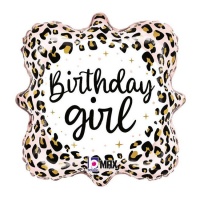 Roze dierenprint 'Birthday Girl' ballon van 35 cm - Grabo