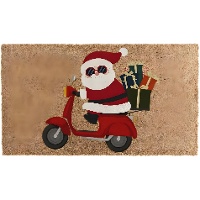 Deurmat met de Kerstman op een scooter