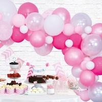 Slinger van roze of blauwe ballonnen van 4 m - Wefiesta - 71 stuks