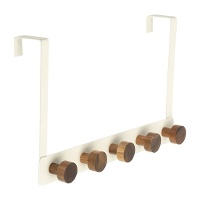 Over-deurkapstok 5 haken crème acaciahout