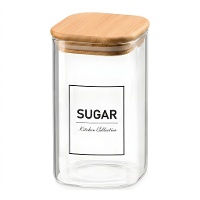 Borosilicaat Glazen Pot van 1,2 L met Bamboe Deksel Sugar