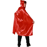 Satijnen cape 140 cm met capuchon voor volwassenen