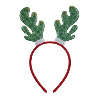 Rendierhoofdband met groene hoorns