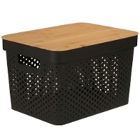 Geperforeerde doos van 36 x 26 x 22 cm met bamboe deksel - 1 stuk