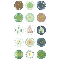 Ronde adventskalender nummerstickers - 60 stuks