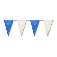 Tweekleurige plastic driehoeksvlaggenlijn - 50 m