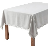 Tafelkleed van 2,50 x 1,40 m van grijze stof met franjes