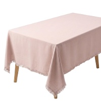Tafelkleed van 2,00 x 1,40 m van natuurlijke stof met franjes