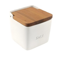 Witte zoutpot met deksel Salt