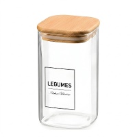 Pot van 1,2 L van borosilicaatglas met bamboe deksel Legumes