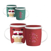 Kerstmok van 350 ml HoHoHo met Kerstman en theezeef - 1 stuk