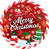 Borden van 23 cm met Merry Christmas - 6 stuks