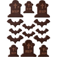 Belgische chocolade figuren van grafstenen en vleermuizen - 12 stuks