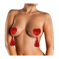 Hartvormige rode tepelcovers met kwastjes