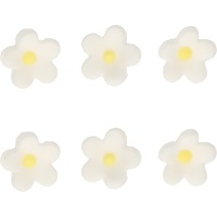 Witte madeliefjes suikerfiguurtjes van 1,4 cm - FunCakes - 64 stuks