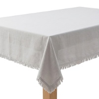 Tafelkleed 2,00 x 1,40 m, grijze stof met franjes