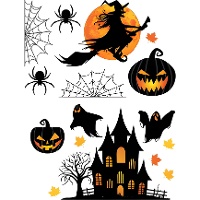 Zelfklevende muurdecoraties van Halloween silhouetten - 16 stuks
