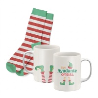 Kerstcadeauset met mok en kerstsokken - Elf