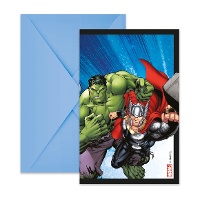 Los Vengadores uitnodigingen - blauw - 6 stuks