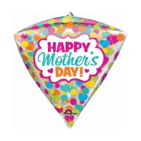 Orbz diamantvormige ballon met de boodschap Happy Mothers Day 38 x 43 cm - Anagram