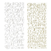 Kalligrafie letter stickers met glitters - 2 vellen