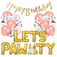 Happy Birthday Huisdierenset in goud - Monkey Business - 25 stuks