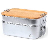 Tupper van 0,6 en 0,34 L van roestvrij staal met 2 compartimenten