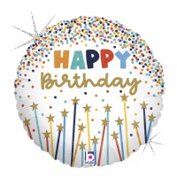 Happy Birthday ballon met sterretjes van 46 - Grabo