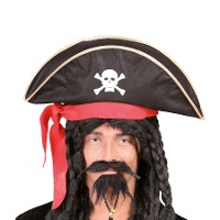 Piratenhoed met gouden rand en rode lint