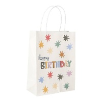 Cadeauzakje van 27 x 20 cm met 'happy birthday' sterren - 1 stuk