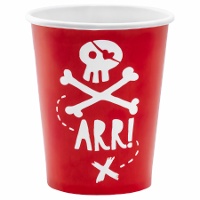 Piraten schedel bekers van 220 ml - 6 stuks