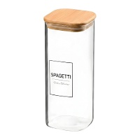 Pot van 2,1 L van borosilicaatglas met bamboe deksel voor Spaghetti