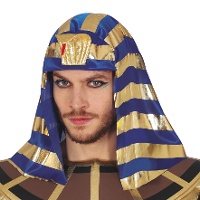 Egyptische gouden en blauwe faraoh hoofdtooi