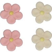 Suikerdecoraties margrieten roze en wit - FunCakes - 12 stuks