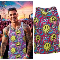 Psychedelische Acid Smile tanktop voor heren