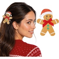 Haarclip met glitterend peperkoekmannetje