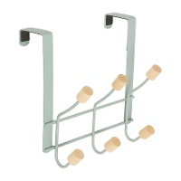 Over-deurkapstok met 3 dubbele haken - mintgroen